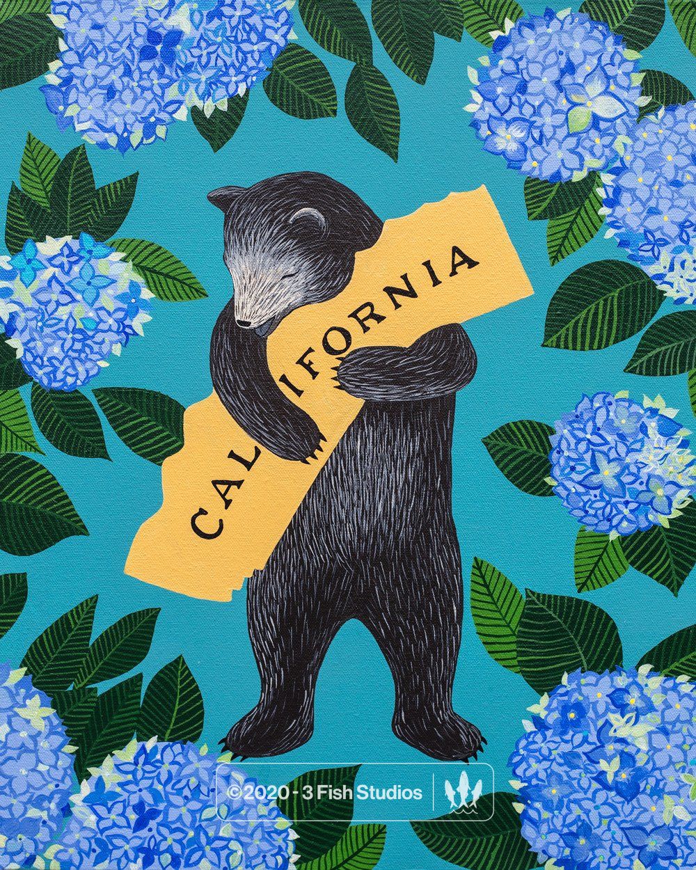 "I Love You California" Hydrangea Print by Annie Galvin 3 Fish Studios