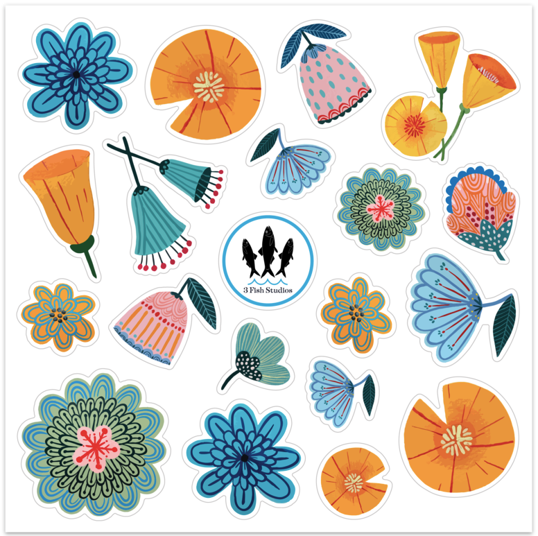 Floral Sticker Sheet – Fish Studios