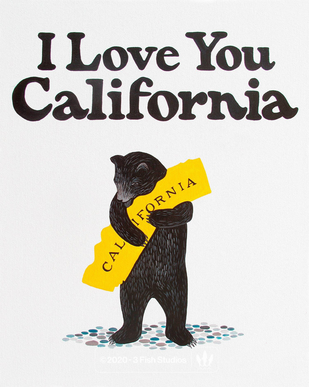 "I Love You California" White Bear Print by Annie Galvin 3 Fish Studios