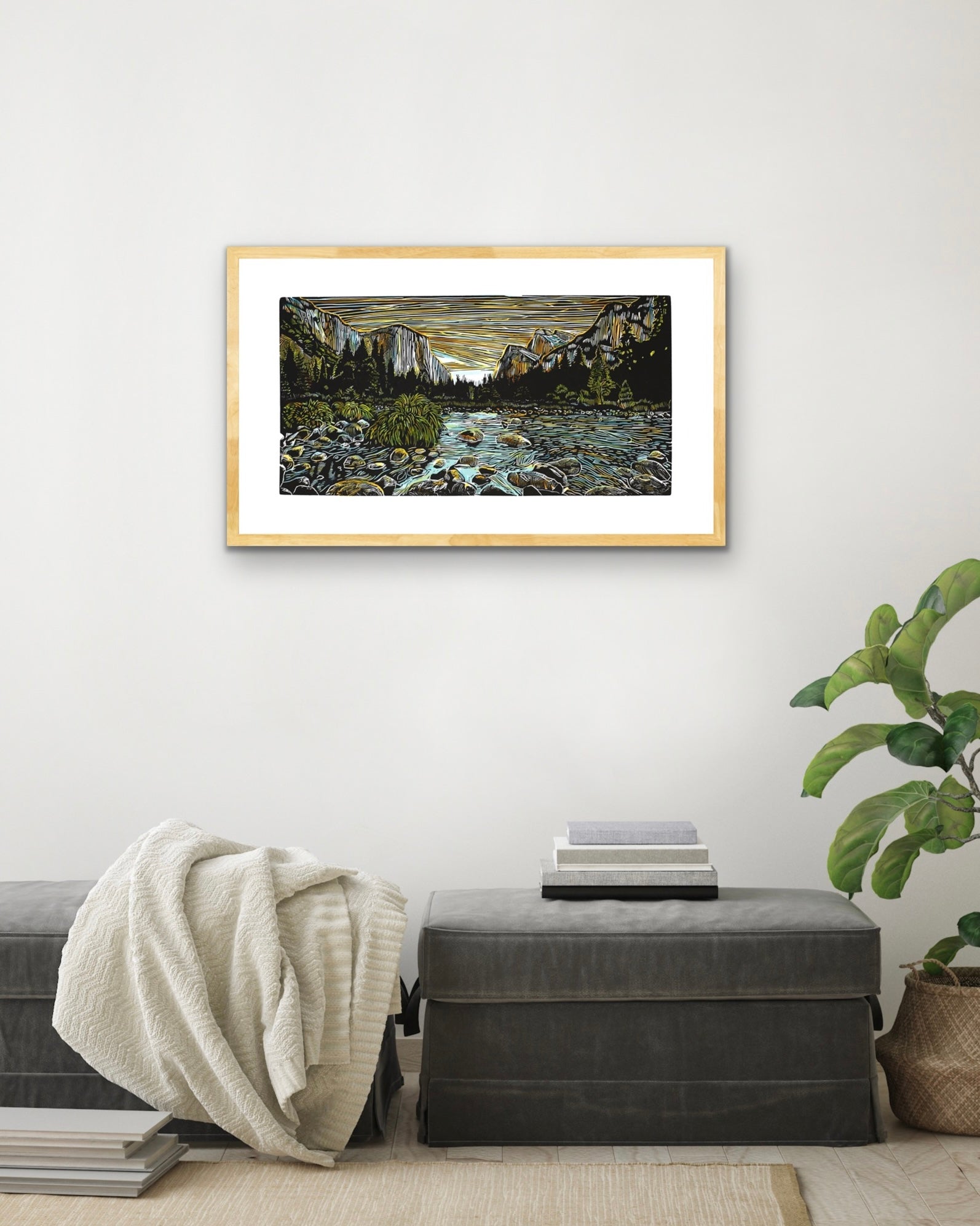Katsumi Iwata 木版画 Idyllwild 33/50 Yosemite — Original Print by Eric Rewitzer – 3 Fish Studios