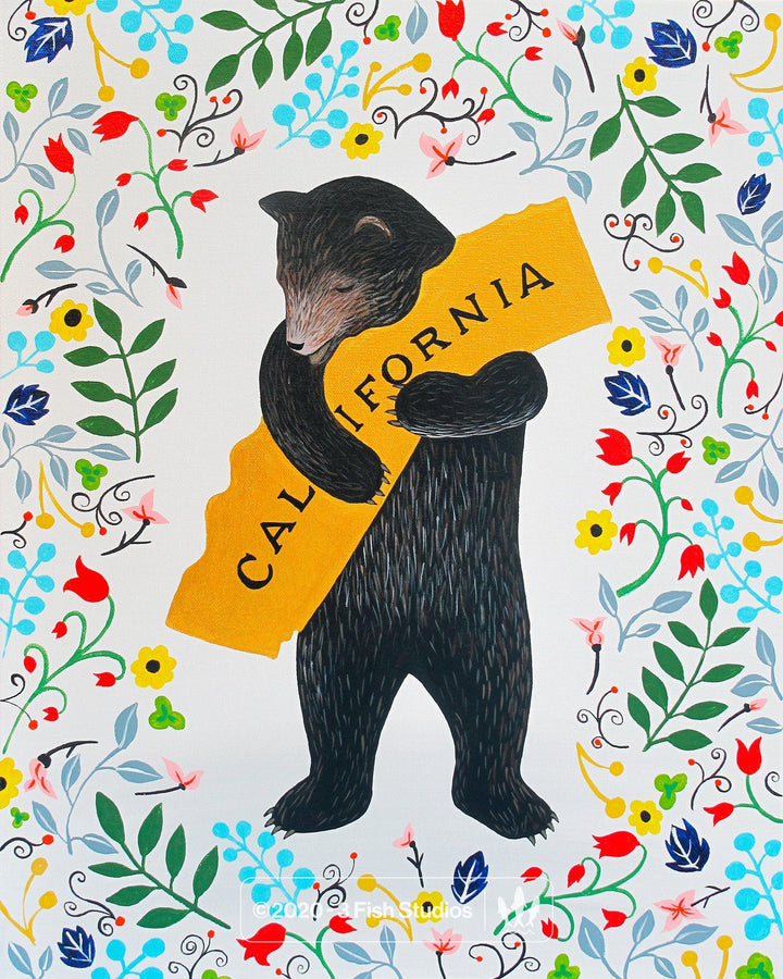 "I Love You California" Floral Print by Annie Galvin 3 Fish Studios