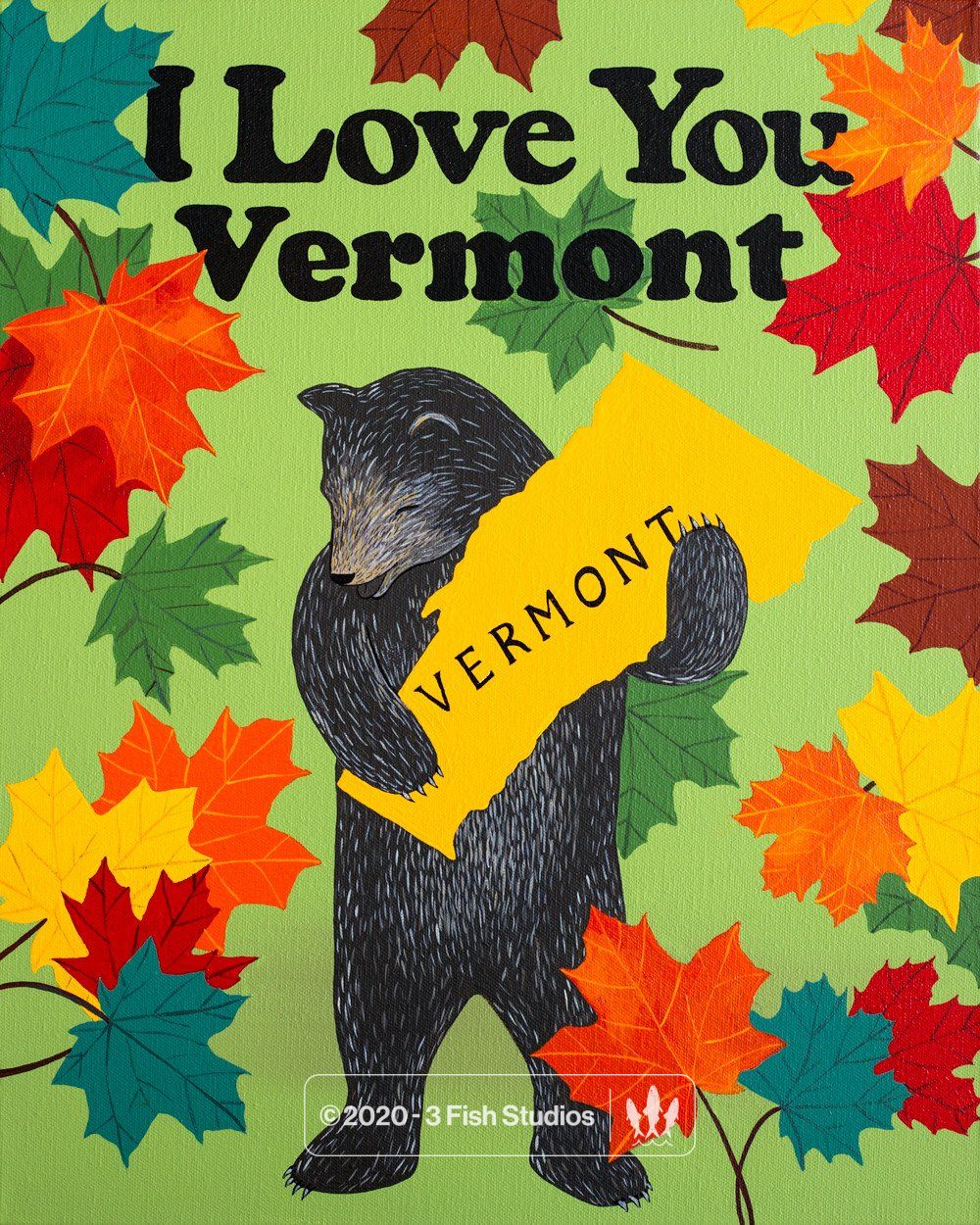 "I Love You Vermont" Print by Annie Galvin from 3 Fish Studios