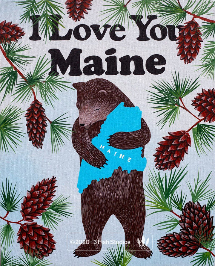 "I Love You Maine" Print by Annie Galvin from 3 Fish Studios